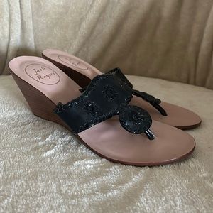 Jack Rogers Women’s Black Wedge Sandals Size 7.5